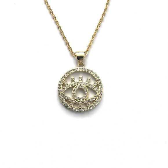 Evil Eye Necklace with Sparkly cubic zirconia Stones - Picture 1 of 5